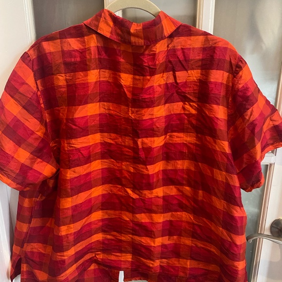 Oversized orange and red gingham button up - Picture 5 of 5